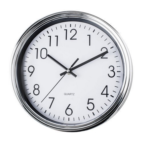 RELOJ PARED KUKEN BLANCO/CROMO REDONDO 25CMS